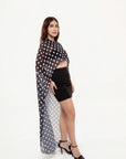 Conjunto Top Capa Negro con Lunares