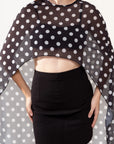 Conjunto Top Capa Negro con Lunares