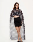 Conjunto Top Capa Negro con Lunares