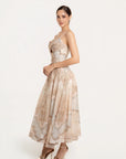 Vestido Midi Celeste Paisley Beige