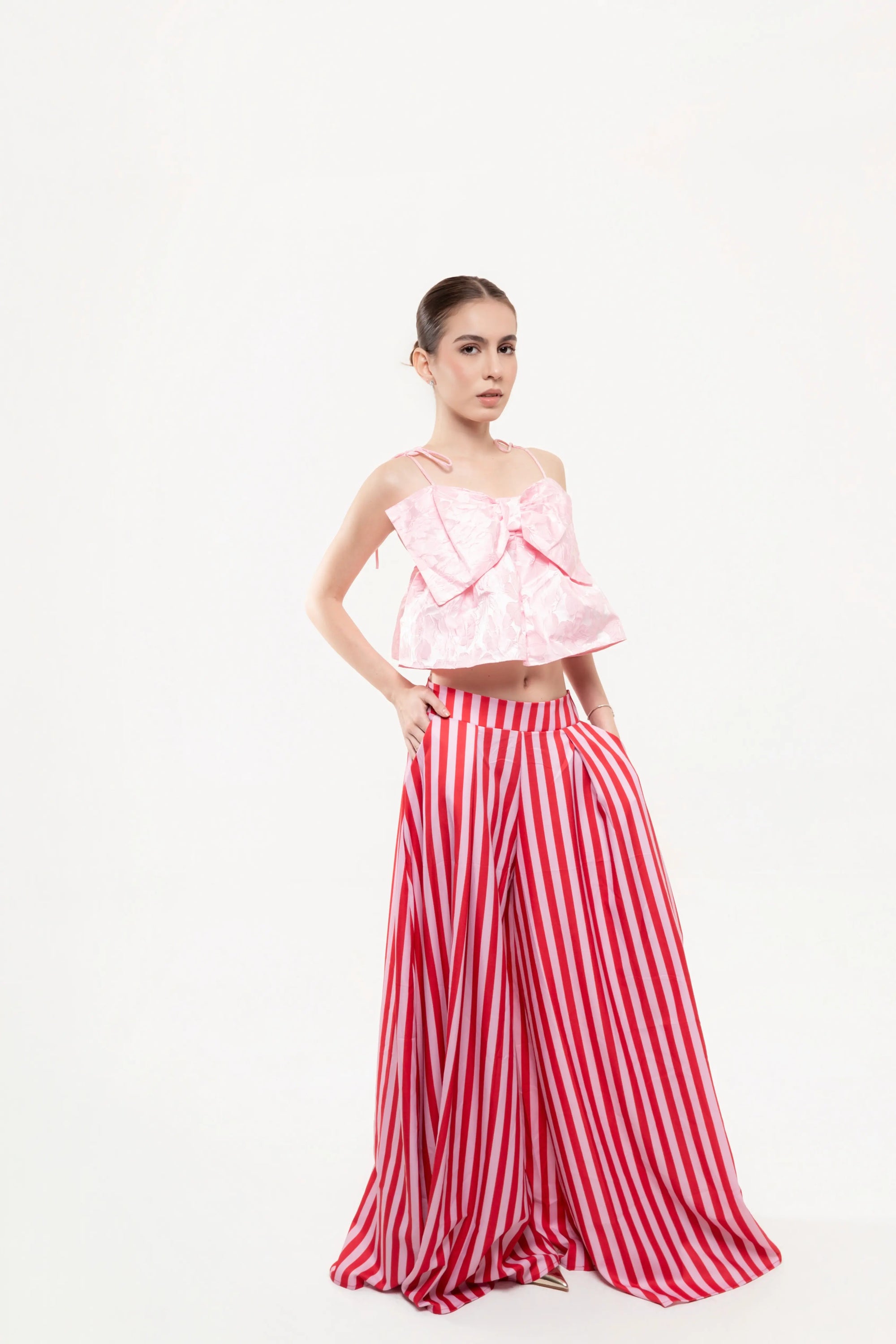 Pantalón Palazzo Rayas Fucsia y Rosa