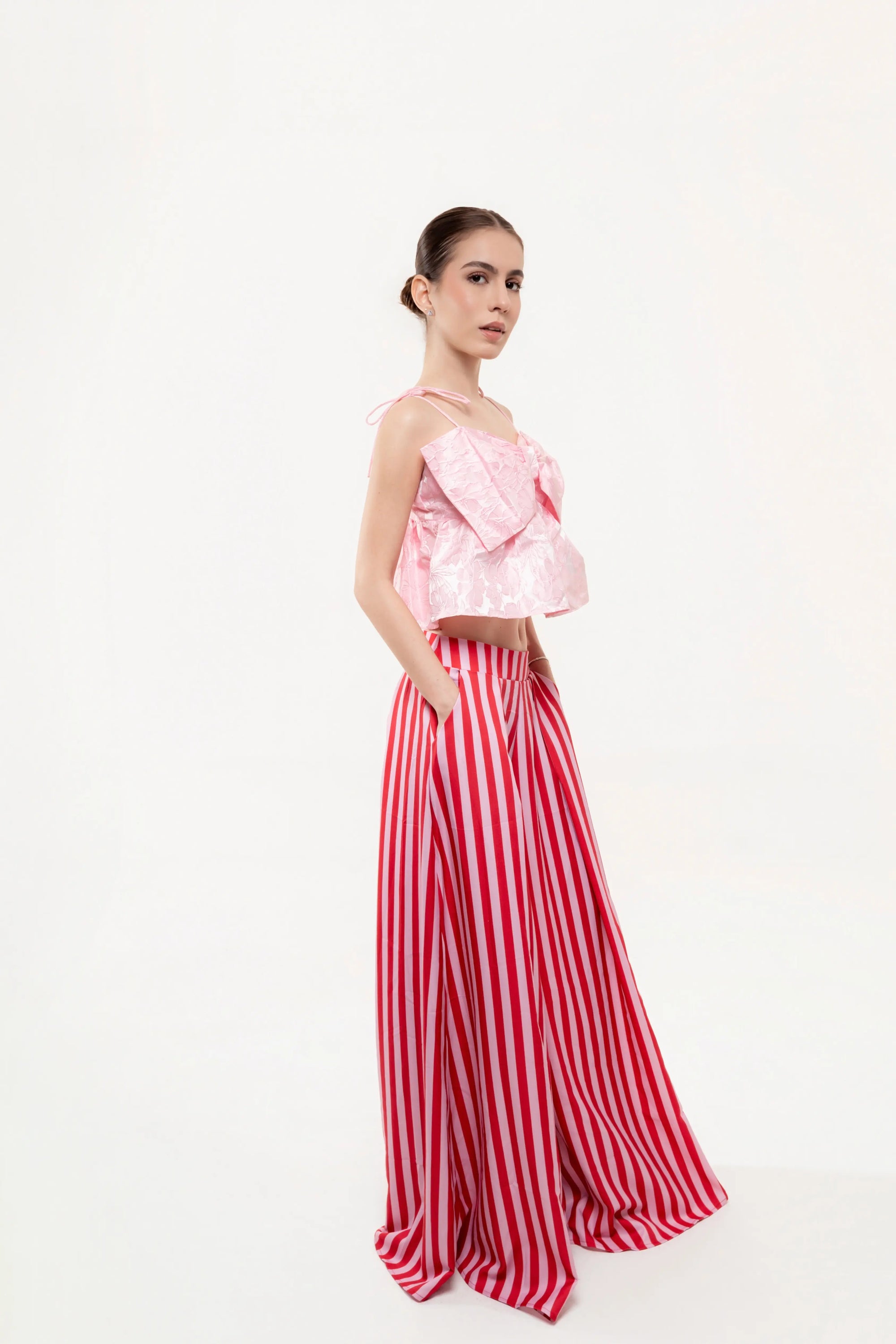 Pantalón Palazzo Rayas Fucsia y Rosa