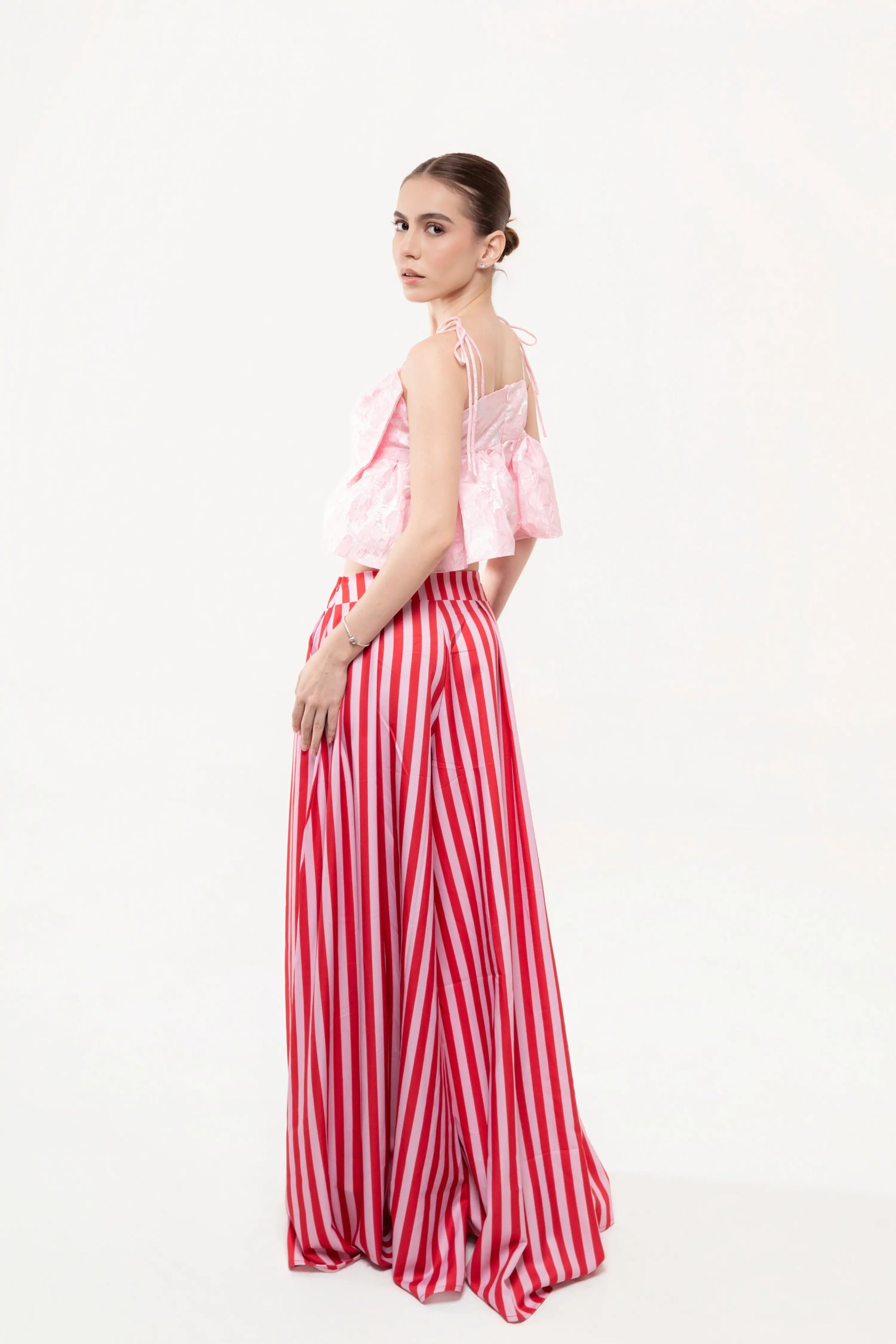 Pantalón Palazzo Rayas Fucsia y Rosa
