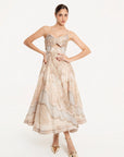 Vestido Midi Celeste Paisley Beige