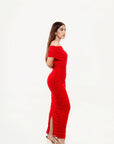 Vestido Maxi Drapeado Rojo