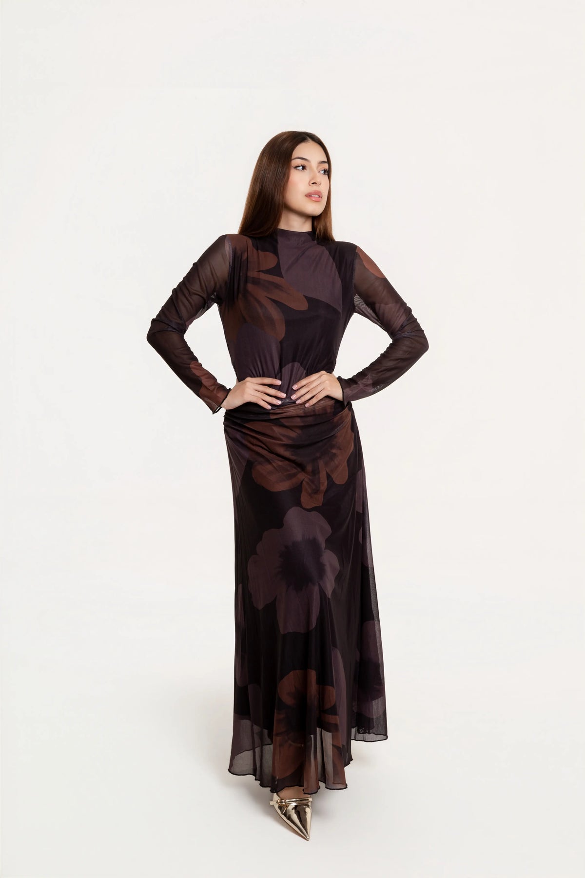 Vestido Maxi Amara Chocolate Floral