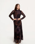 Vestido Maxi Amara Chocolate Floral