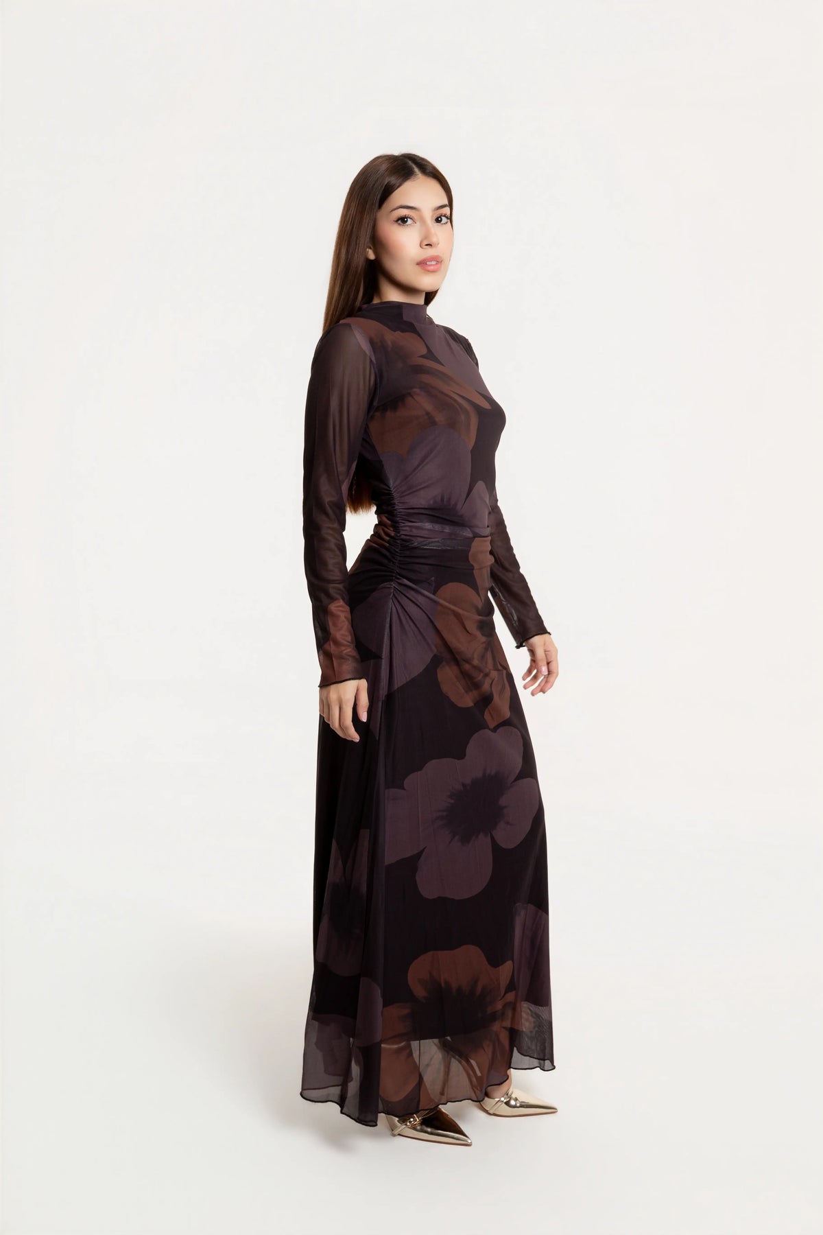 Vestido Maxi Amara Chocolate Floral