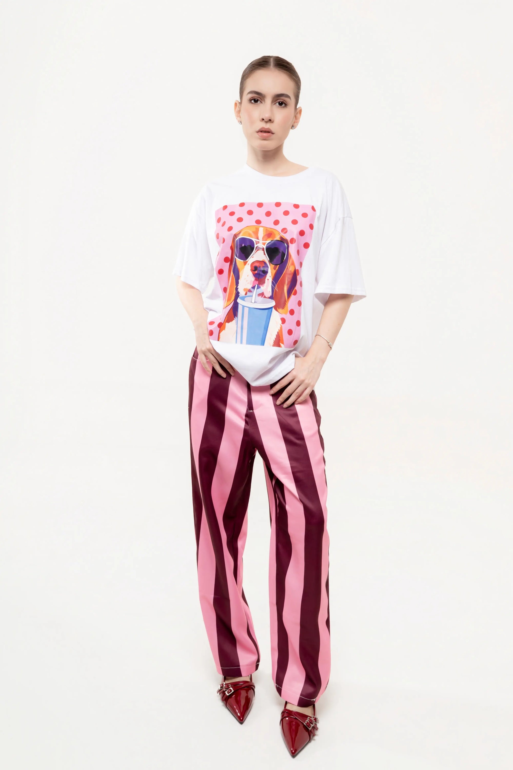 Pantalón Rayas Berry Rosa