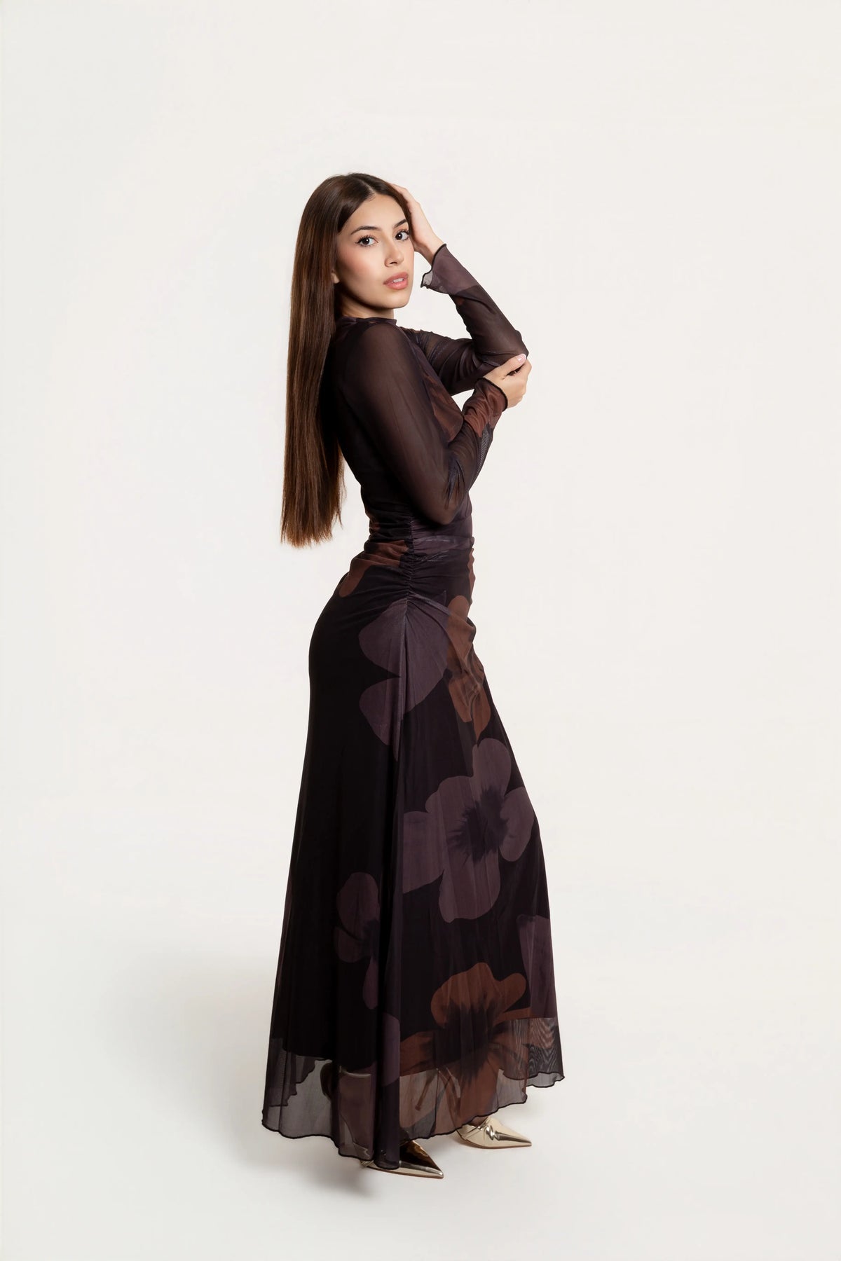Vestido Maxi Amara Chocolate Floral