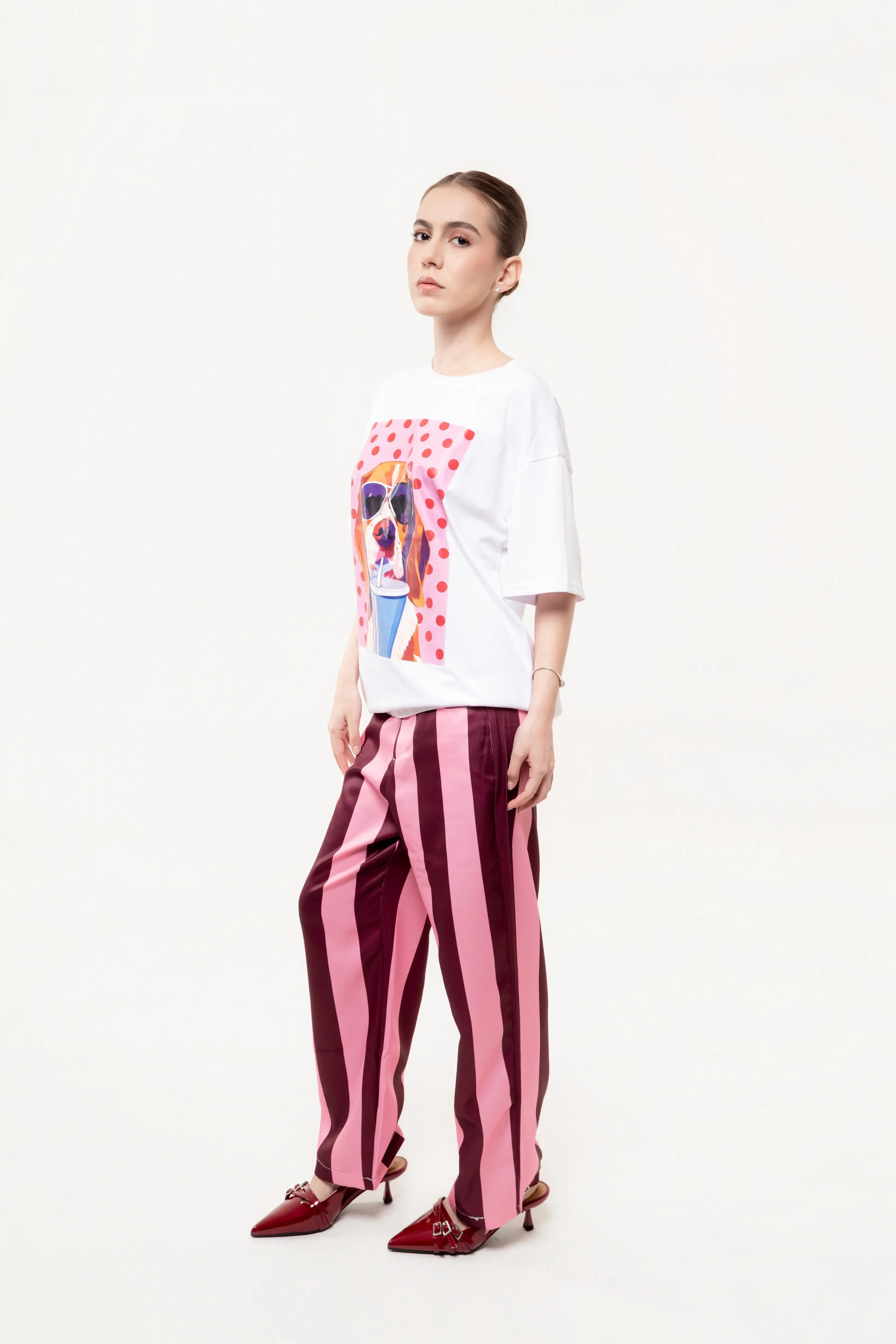 Pantalón Rayas Berry Rosa