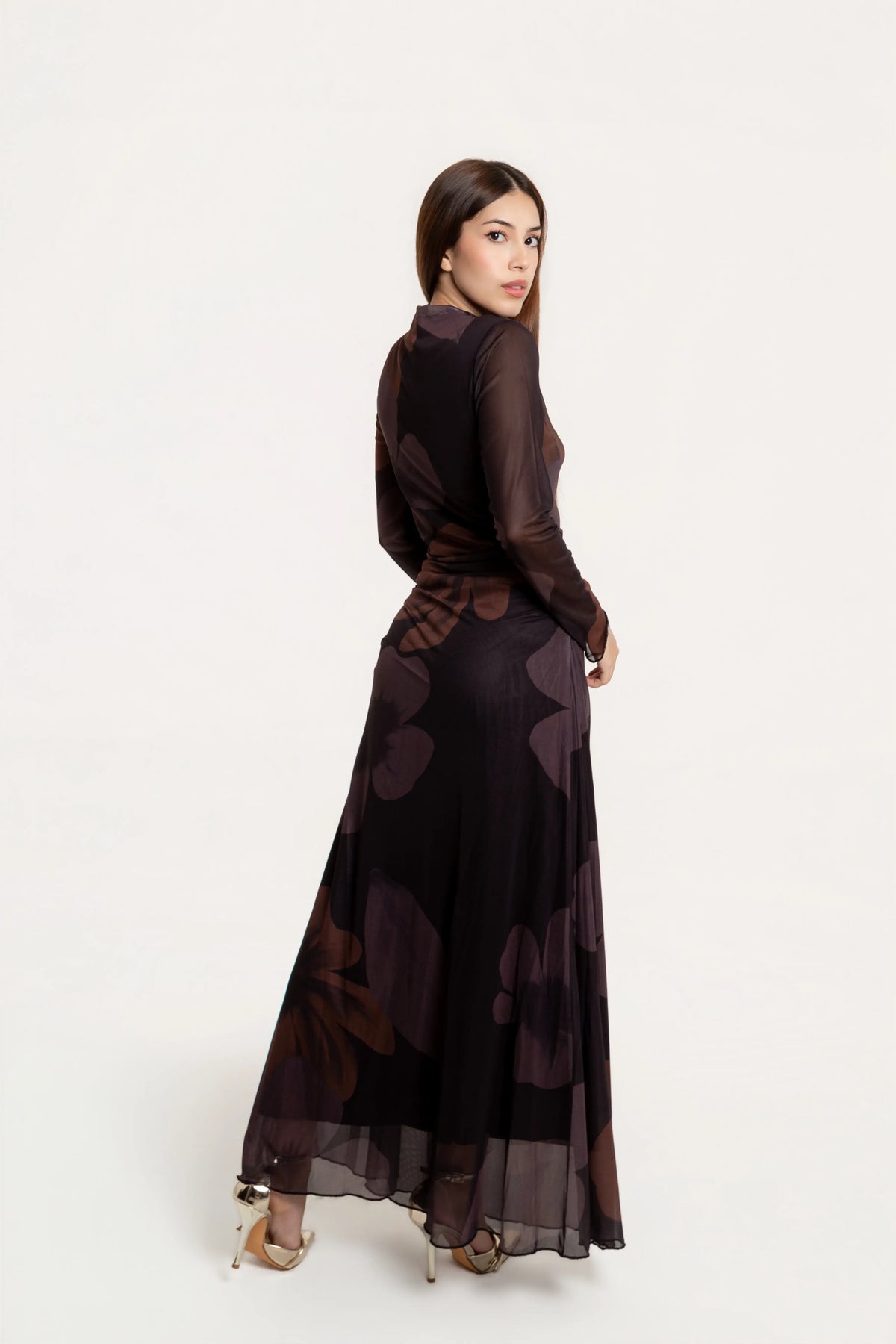 Vestido Maxi Amara Chocolate Floral