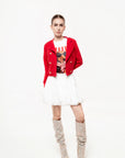 Chaqueta Crop Roja con Botones Dorados