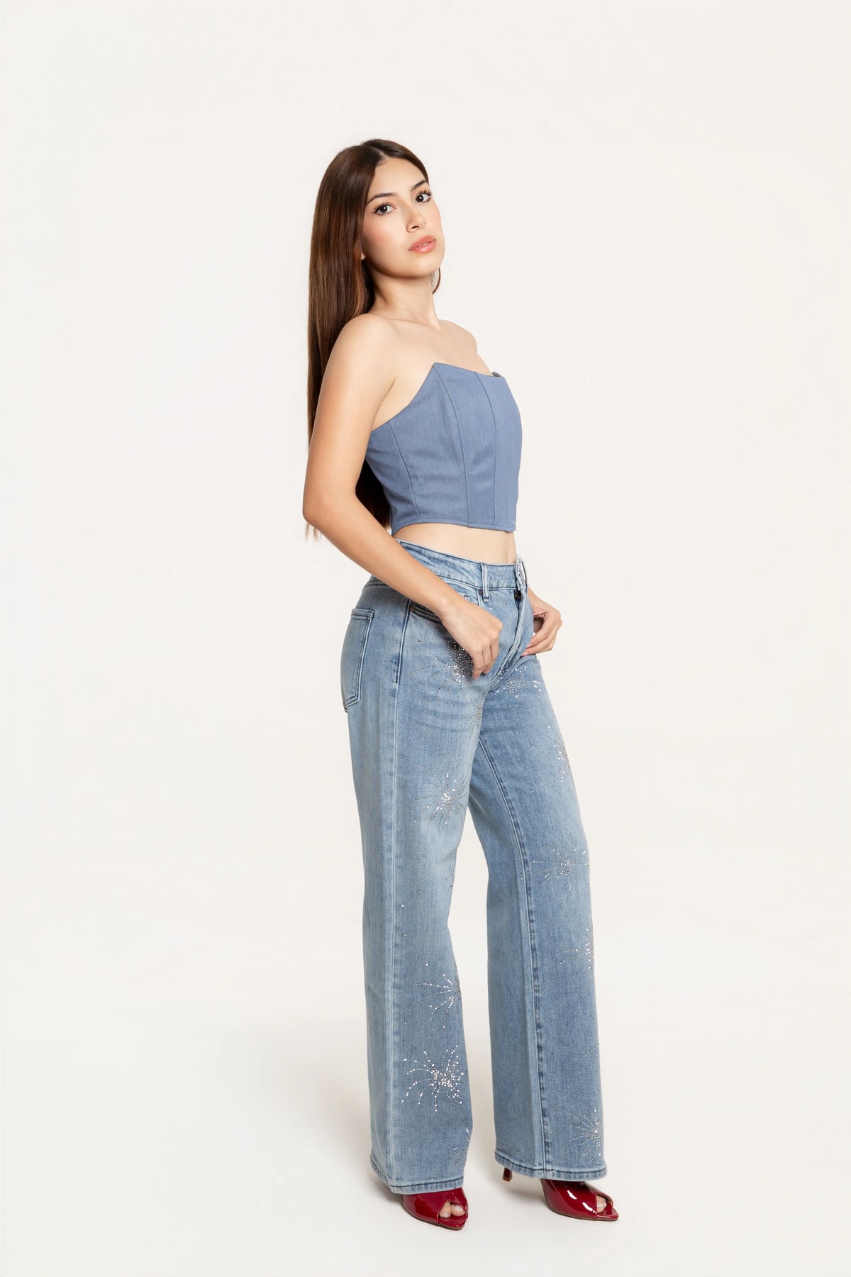 Jeans Wide Leg Estelar Azul