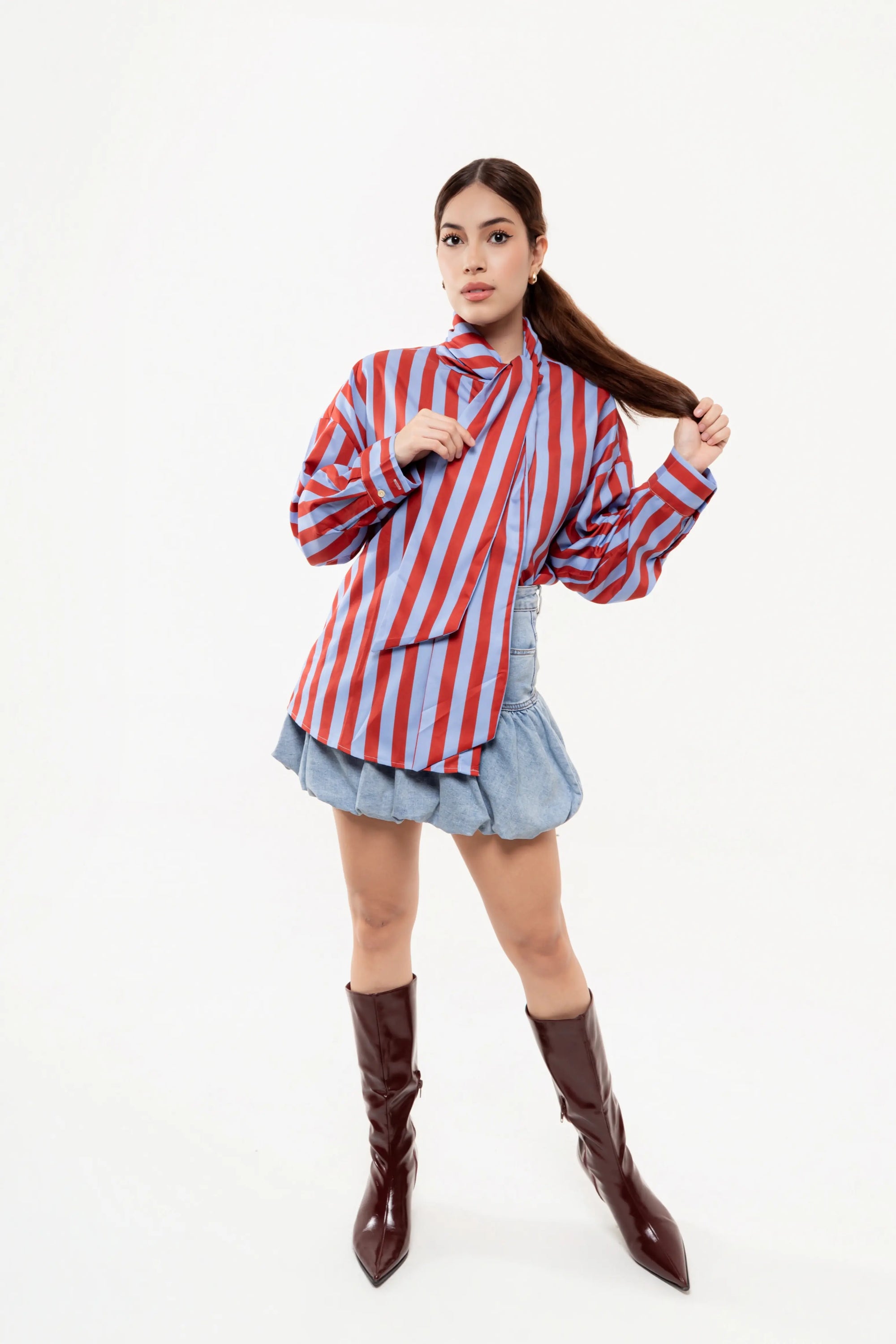 Blusa de Rayas Azul y Rojo