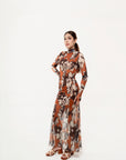 Vestido Maxi Mesh Terra Floral Camel
