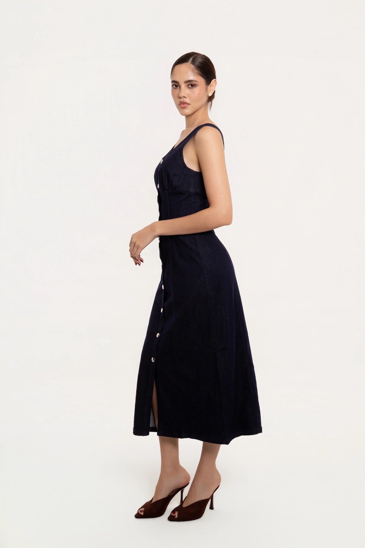 Vestido Midi Denim Azul Oscuro