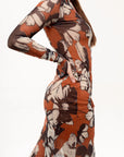 Vestido Maxi Mesh Terra Floral Camel