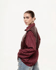 Camisa Rayas con Chaleco Efecto Piel (Copia)