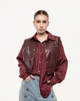 Camisa Rayas con Chaleco Efecto Piel (Copia)