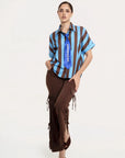 Blusa Camisera Vittoria Azul Chocolate