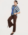 Blusa Camisera Vittoria Azul Chocolate