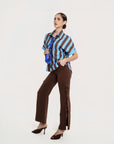 Blusa Camisera Vittoria Azul Chocolate