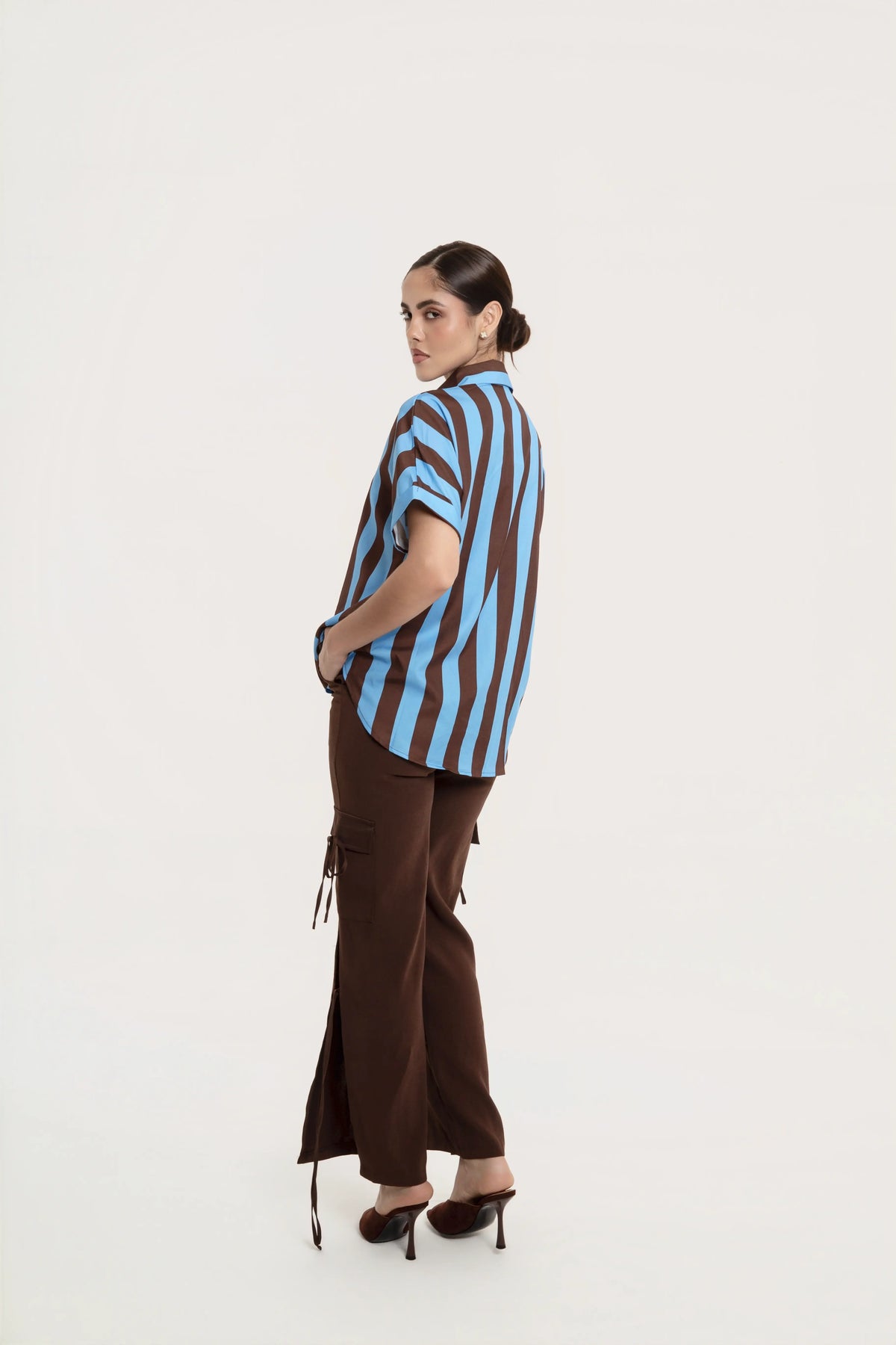 Blusa Camisera Vittoria Azul Chocolate