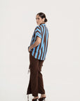 Blusa Camisera Vittoria Azul Chocolate