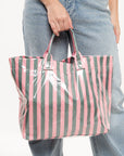Bolsa Tote Rayas Verde Menta y Rosa