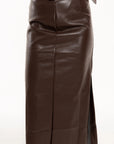 Falda Midi Victoria Chocolate Efecto Piel