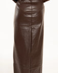 Falda Midi Victoria Chocolate Efecto Piel
