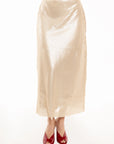 Falda Maxi Celeste Dorada con Lentejuelas