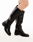 Botas Valentina Negras de Caña Alta con Herraje Dorado