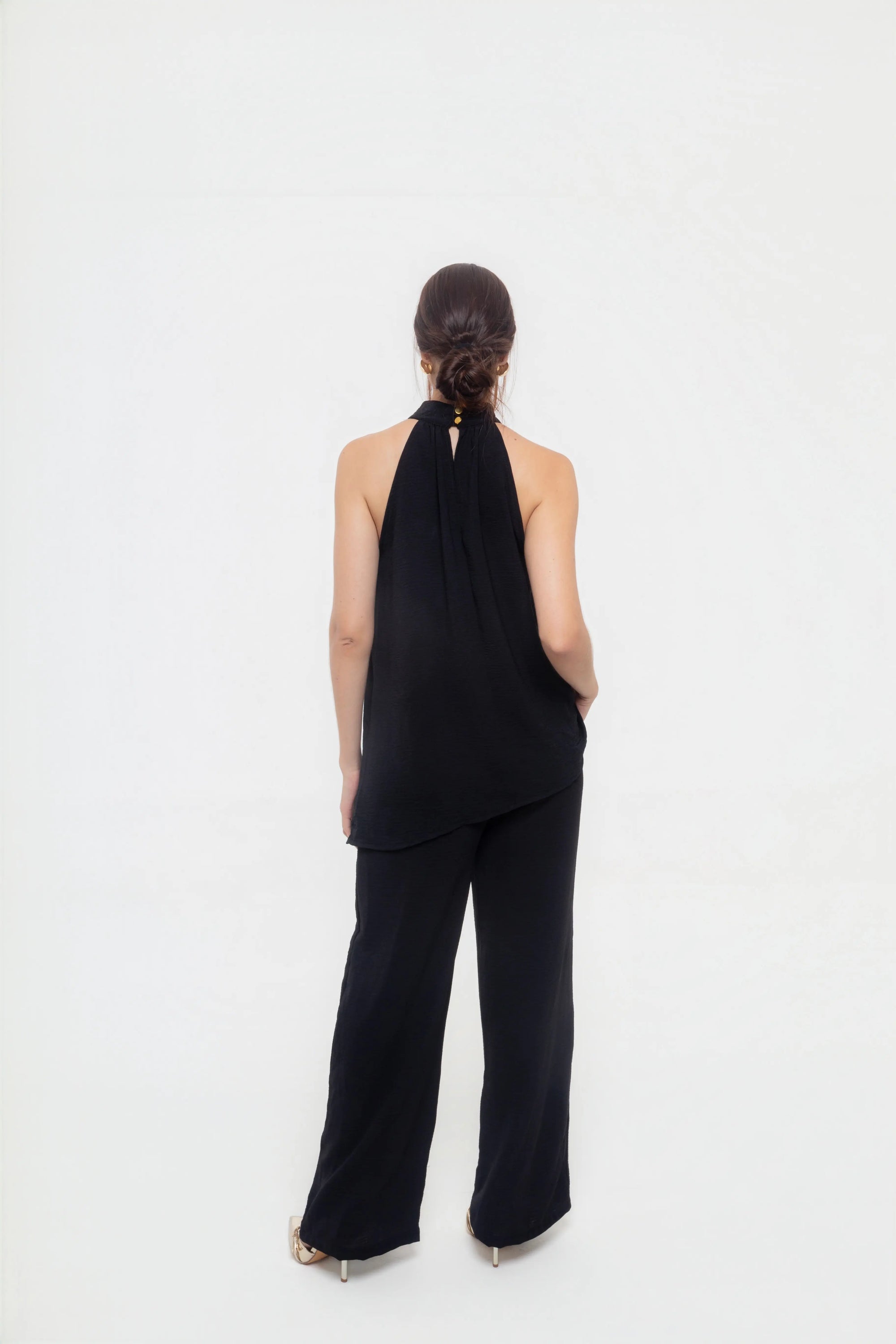 Conjunto Negro de Pantalón y Blusa Halter