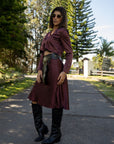 Conjunto Falda y Blusa Satinado Burgundy
