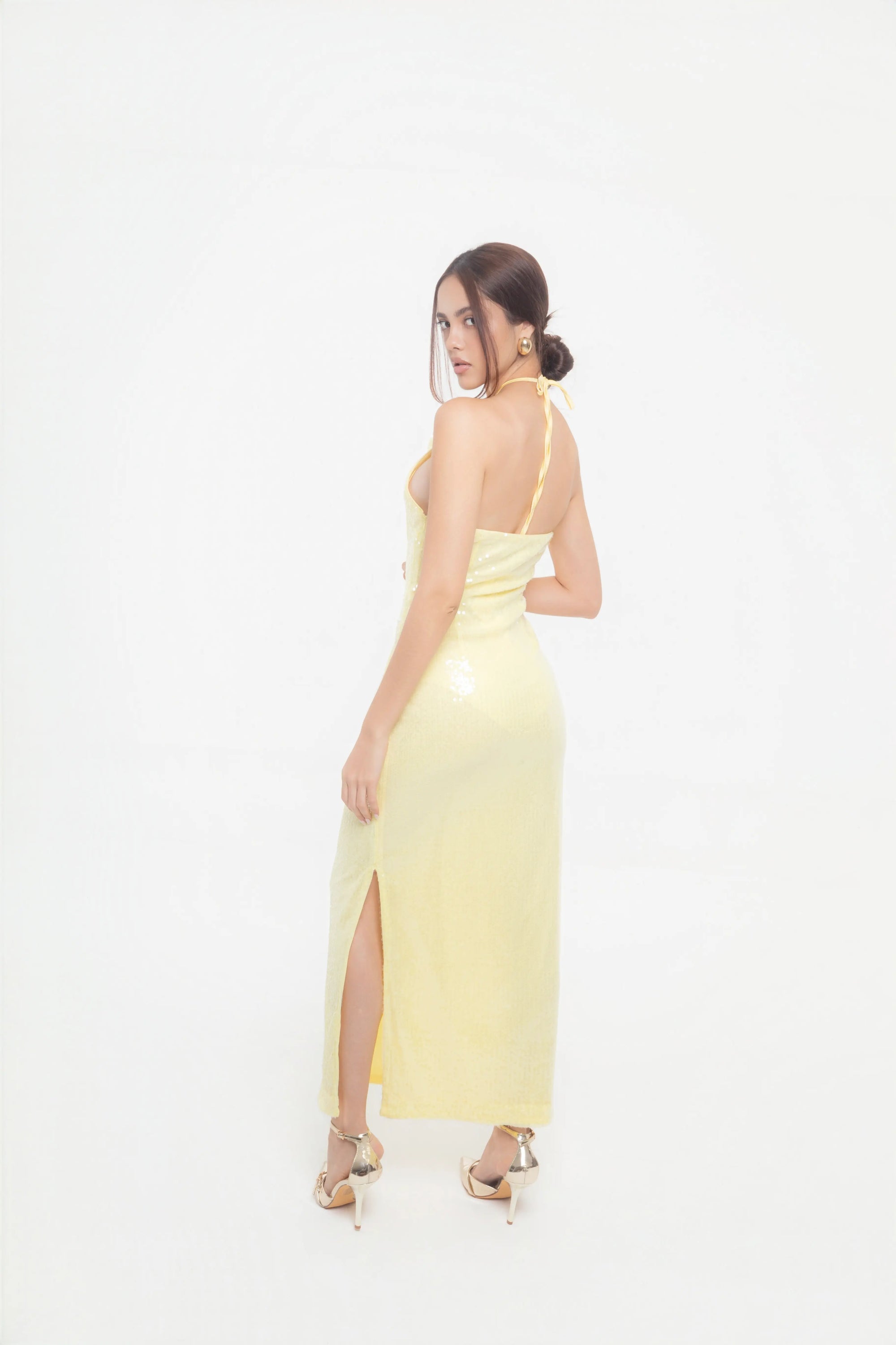 Vestido Largo de Lentejuelas Amarillo
