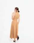Vestido Largo Camel con Botones y Cinturón