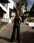 Conjunto Chaleco y Pantalón Negro Efecto Piel