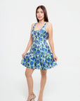 Vestido Corto Floral Azul