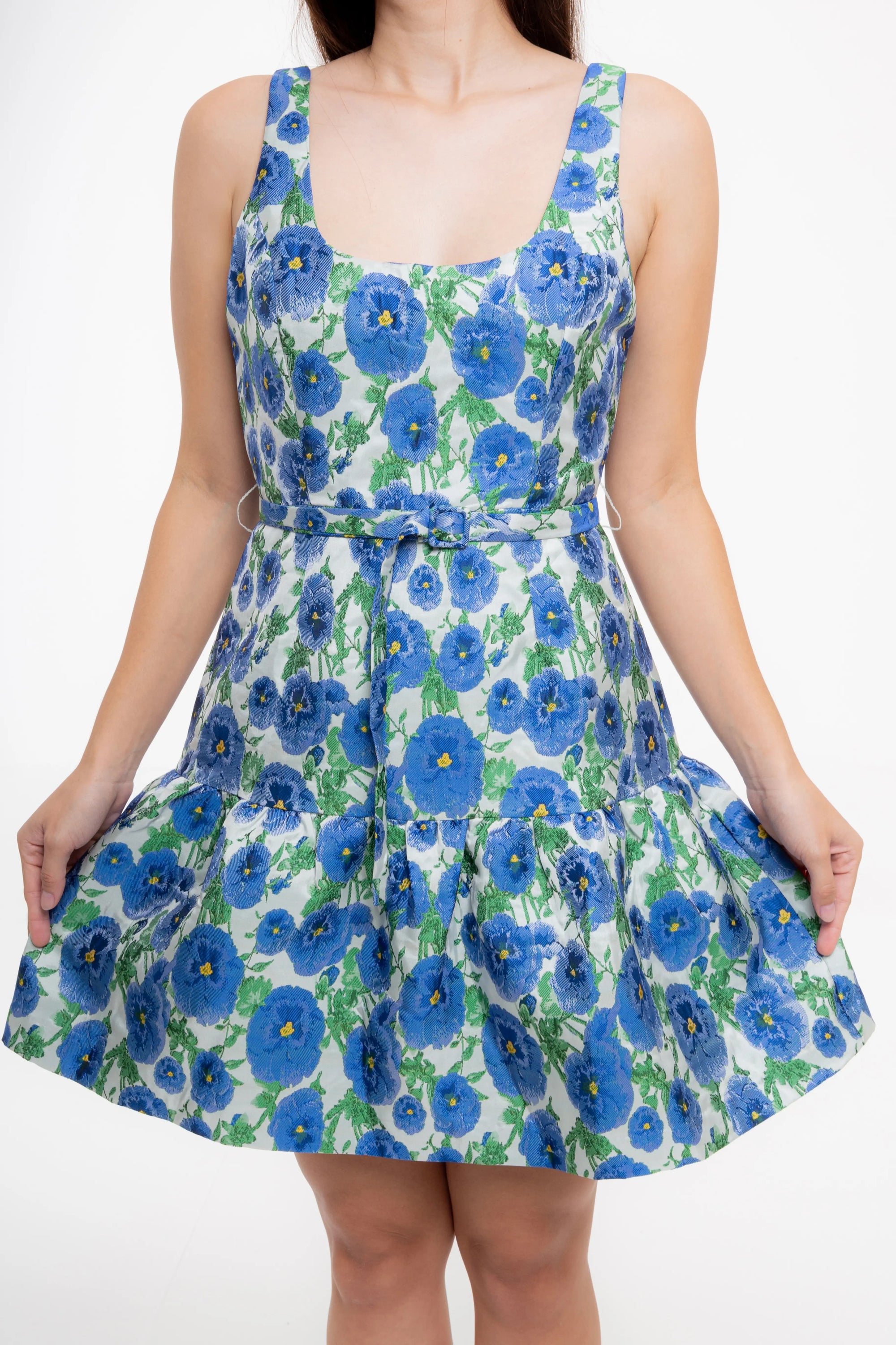 Vestido Corto Floral Azul