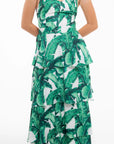 Vestido Largo Estampado Tropical Verde