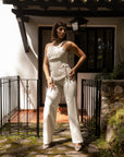 Conjunto Ivory con Corset y Pantalón Acampanado