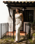 Conjunto Ivory con Corset y Pantalón Acampanado