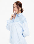 Blusa Camisera Azul Rayada