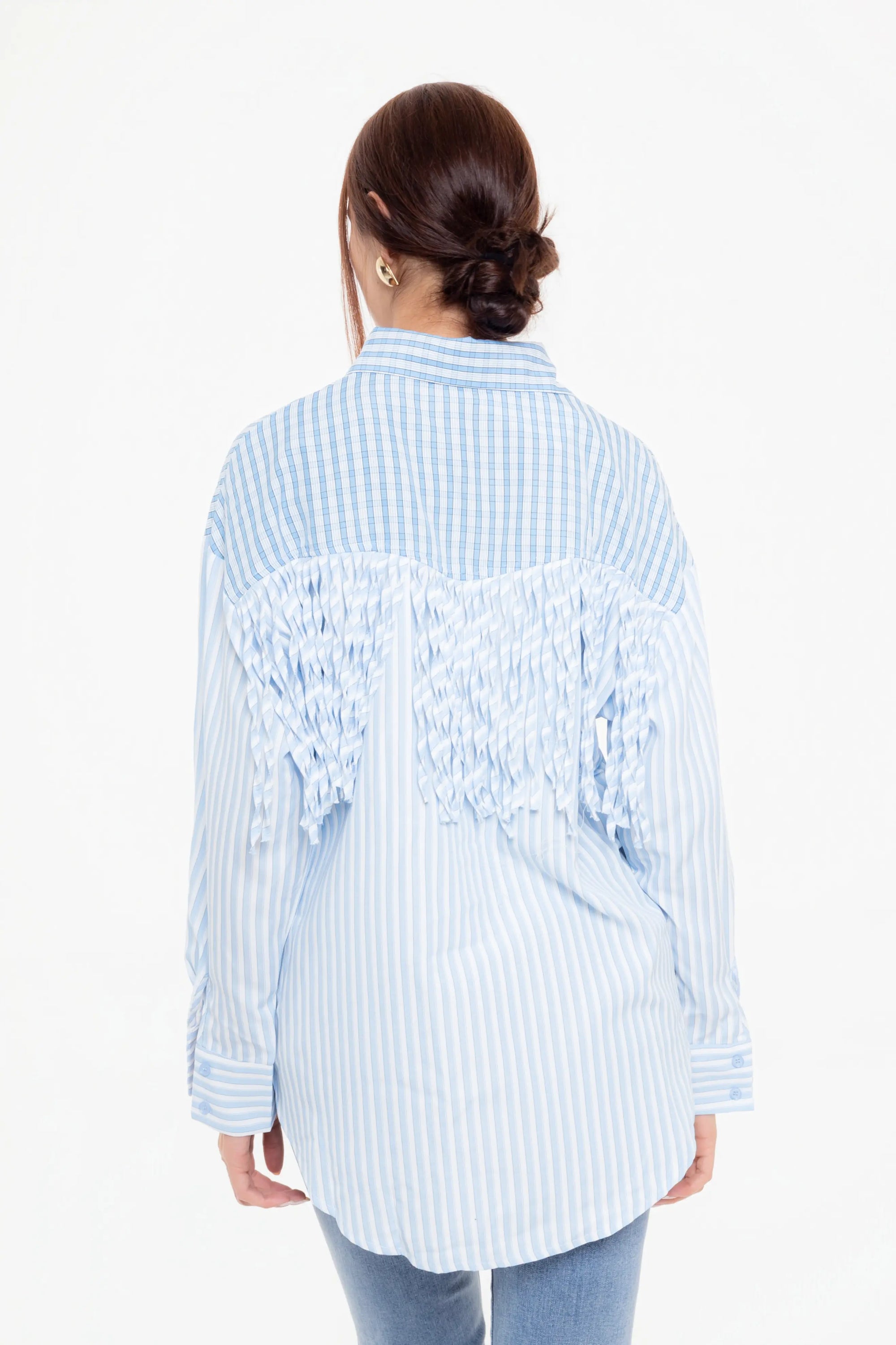 Blusa Camisera Azul Rayada