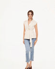 Chaleco Beige Tipo Blazer con Cinturón