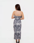 Vestido Midi Strapless Gris