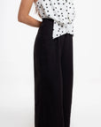 Jumpsuit Strapless Blanco con Negro de Lunares