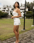 Vestido Blanco Corto con Moños